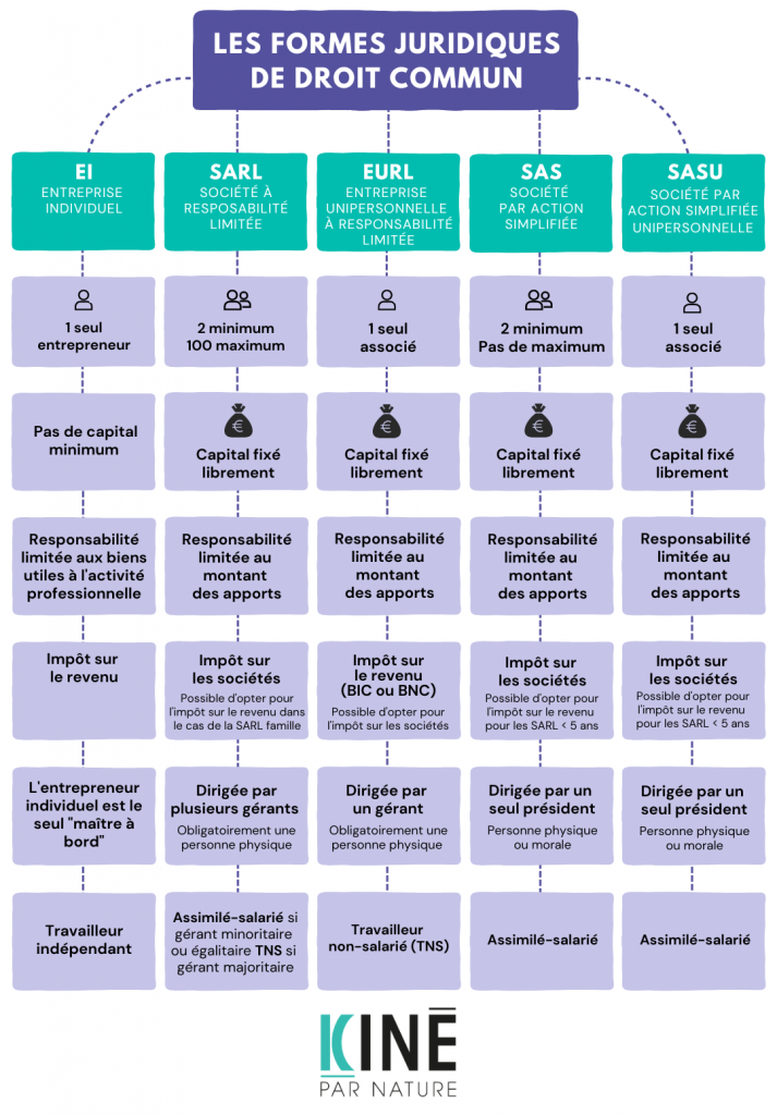 Les formes juridiques de droit commun - Statut juridique kiné